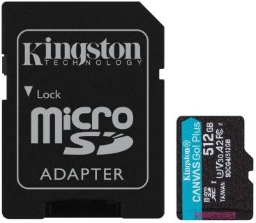 Карта памяти Kingston 512GB microSDXC сlass 10 UHS-I U3 V30 A2 Canvas Go SDCG4/512GB