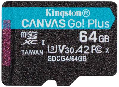 Флеш-карта Kingston 64GB microSDXC сlass 10 UHS-I U3 V30 A2 Canvas Go SDCG4/64GBSP
