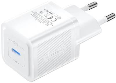 Зарядные устройства Vention 1xUSB-C PD20W GaN + cable USB-C to USB-C white TZ-FEPW0-EU-01