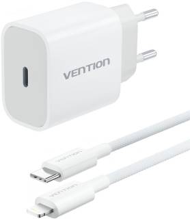Зарядные устройства Vention 1xUSB-C PD20W + cable USB-C to Lightning white G17W0-EU