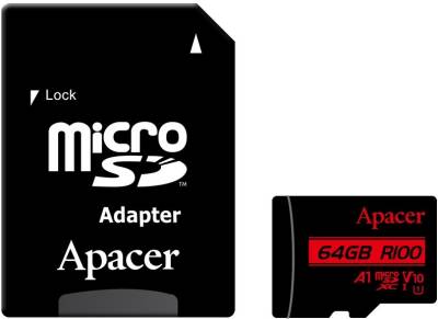 Карта памяти Apacer 64GB microSD class 10 UHS-I V10 A1 AP64GMCSX10UB-R