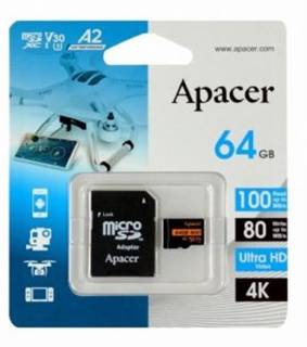 Карта памяти Apacer 64GB microSD class 10 UHS-I U3 AP64GMCSX10U8-R