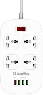 Сетевой фильтр ColorWay 4 розетки/4USB White 1.8м (1QC3.0 + 3 AUTO ID) CW-CHU44QW