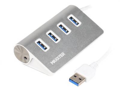 Разветвитель Maxxter USB 3.0 Type-A 4 ports silver HU3A-4P-01