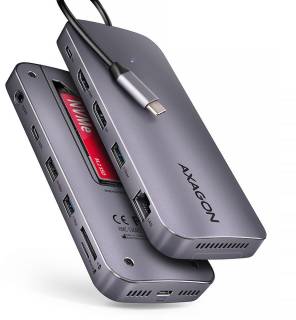 Разветвитель AXAGON USB-C 12-in-1 HDMI + DisplayPort + RJ45 1000Mbps + HMC-12GM2
