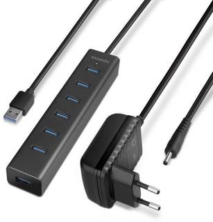 Разветвитель AXAGON USB 3.1 to 7xUSB 3.0 + power adapter black HUE-SA7BP