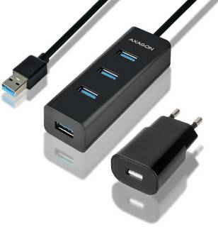 Разветвитель AXAGON USB 3.1 to 4xUSB 3.0 1.2m + power adapter + cable HUE-S2BP