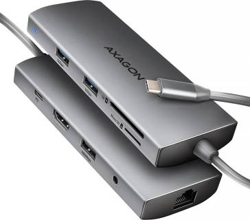 Разветвитель AXAGON USBC to 3xUSB-A + HDMI + RJ45 + SD/microSD + audio HMC-8HLSA