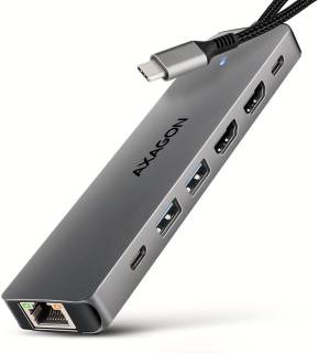 Разветвитель AXAGON USBC to 2xUSBA + 1xUSBC + 2xHDMI + RJ45 + PD100W 0 HMC-7HX2