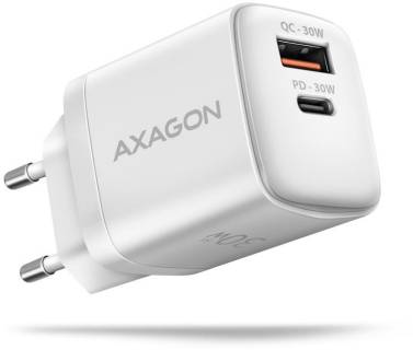 Зарядные устройства AXAGON 1xUSB QC4.0 + 1xUSB-C PD30W PPS white ACU-PQ30W
