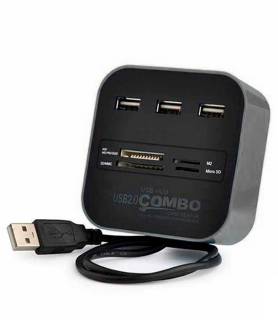 Разветвитель VOLTRONIC USB 2.0 to 3xUSB 2.0 + SD/MMC/TF/M2 black CUB3-B