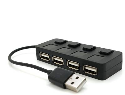 Разветвитель VOLTRONIC USB 2.0 to 4xUSB with LED buttons black YT-H4L-B