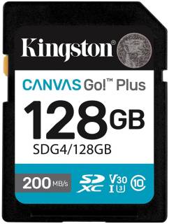Карта памяти Kingston 128GB SDXC сlass 10 UHS-I U3 V30 Canvas Go Plus G4 SDG4/128GB