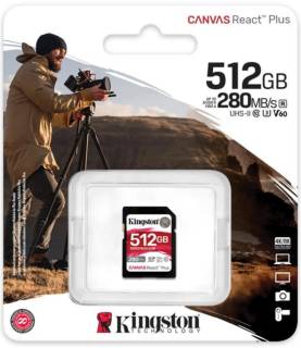 Флеш-карта Kingston 512GB SDXC class 10 UHS-II U3 Canvas React Plus SDR2V6/512GB