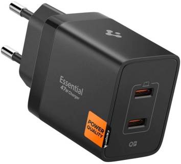 Зарядка SPIGEN 2xUSB-C PD 47W black ACH09457