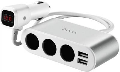 Зарядные устройства HOCO 2xUSB 10.5W + 3x car socket silver 6957531050896