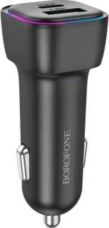 Зарядные устройства BOROFONE 1xUSB-C PD30W + 1xUSB QC3.0 car adapter black 6941991110818
