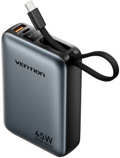 Дополнительные внешние аккумуляторы Vention 20000 mAh 45W Mini with Built-in USB-C Cable Gray FHGH0