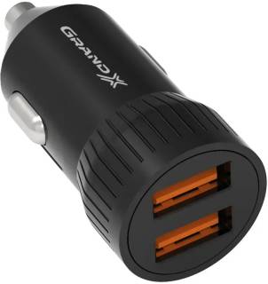 Зарядные устройства Grand-X 1xUSB 2.4A car adapter black CH-20B
