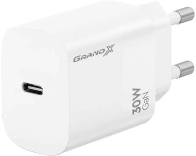 Зарядные устройства Grand-X GaN USB-C 30W QC3.0 white CH-390W