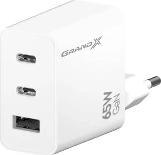 Зарядные устройства Grand-X GaN 2xUSB-C + 1xUSB 65W PD3.0 QC4.0 AFC SCP FCP wh CH-990W