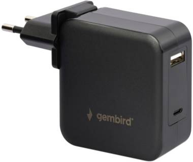 Зарядные устройства Gembird 60W PD & QC, Type-C, USB-A NPA-PD60-01