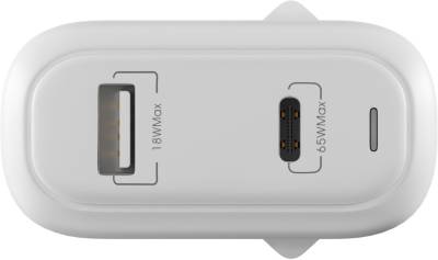 Зарядные устройства Globex GaN 1xUSB + 1xUSB-C 65W FastPower white GaN65WAC