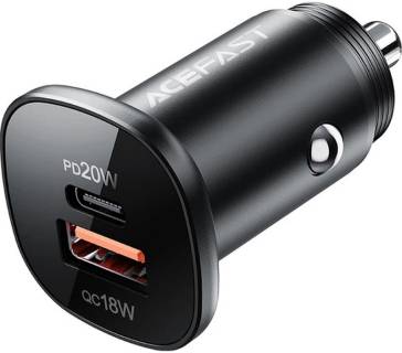 Зарядные устройства ACEFAST 1xUSB-C PD20W + 1xUSB QC3.0 18W car adapter metal 6974316280330