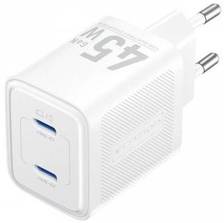 Зарядка Vention 2xUSB-C PD45W GaN white FEFW0-EU