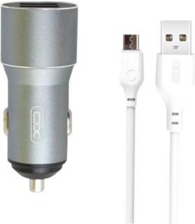 Зарядные устройства XO TZ09 2.4A/2 USB + cable microUSB Grey XO-TZ09M-GR