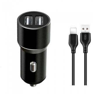 Зарядные устройства XO TZ09 2.4A/2 USB + cable lightning Black XO-TZ09L-BK