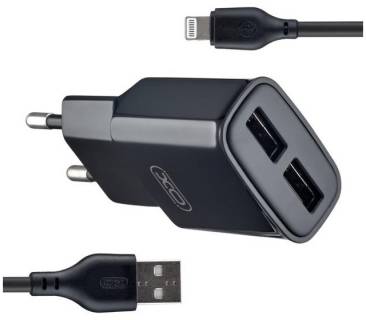 Зарядные устройства XO L92C (2USB/2.4A) + USB - Lightning Чорний XO-L92C-L