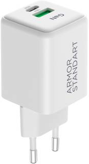 Зарядные устройства Armorstandart AR371 30W GaN Type-C + USB White ARM77549