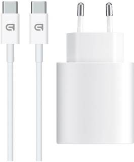 Зарядные устройства Armorstandart AMHJ83 20W USB-C White + cable USB-C to USB-C ARM77725