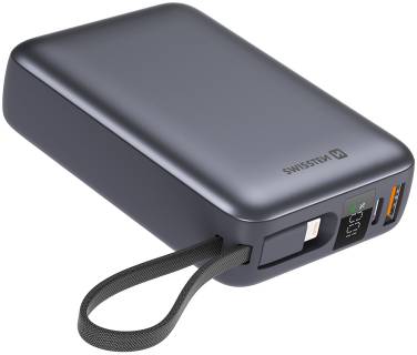 Дополнительные внешние аккумуляторы Swissten 20000mAh SPACE 22/5W PD QC w/built-in cables USB-C 8595217490598