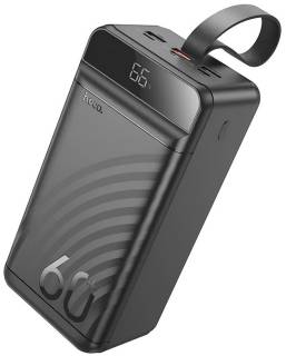Дополнительные внешние аккумуляторы HOCO 60000mAh Element PD/20W, QC/22.5W, LED Lamp, Black J123C / 714736