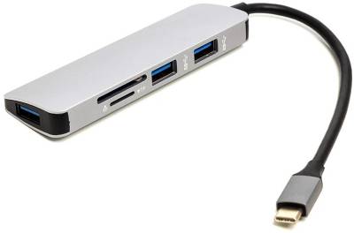Разветвитель PowerPlant USB Type-C to 3*USB 3.0 Ports + TF/SD Card Reader CA912100