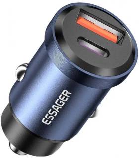Зарядные устройства ESSAGER 1xUSB-C 45W + 1xUSB blue ECCAC45-TL03-Z
