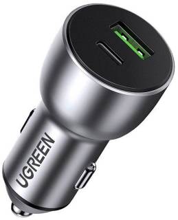 Зарядные устройства Ugreen 1xUSB-C + 1xUSB QC3.0 60W CD213 gray 60980