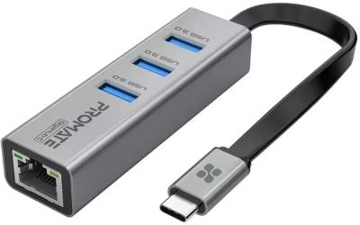 Разветвитель Promate USB Hub 4 ports gigahub-c.grey