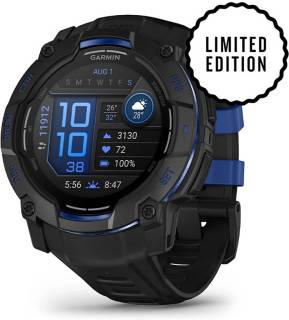 SmartWatch Garmin Instinct 3, 50mm, AMOLED, Black with Bolt Blue Acc 010-03020-03