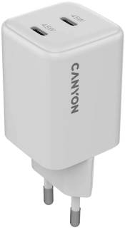 Зарядные устройства Canyon CU45CC GaN 45W 2xPD EU White CNS-CUW45CC