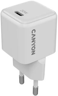 Зарядные устройства Canyon CU20C GaN 20W 1xPD EU White CNS-CUW20C