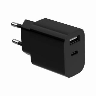 Зарядные устройства Gembird 1xUSB-C + 1xUSB 12W black TA-UC-2AC12-01-BK