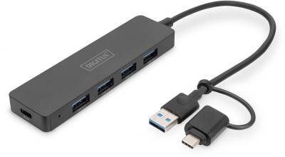 Разветвитель Digitus USB-C + USB-A to 4xUSB-A 0.2m black DA-70235