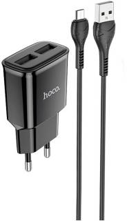 Зарядные устройства HOCO C88A Star round 2xUSB + cable Micro 12W Black 6931474749529