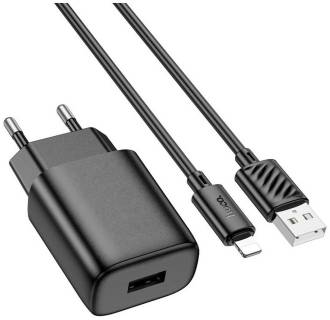 Зарядные устройства HOCO C134A Solid USB + cable USB to Lightning Black 6942007621311