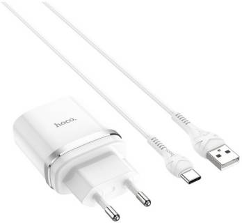 Зарядные устройства HOCO C12Q Smart USB QC3.0 + cable USB to USB-C 18W Whit 6931474716309