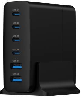 Зарядные устройства Gembird 4xUSB-C PD25W + 2xUSB QC3.0 18W black TA-UC-2A4C-PD75-01-BK