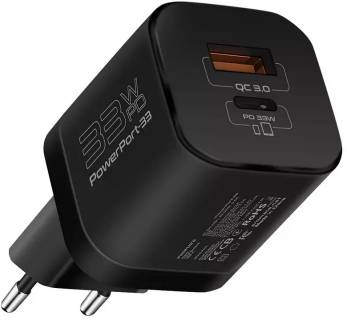 Зарядные устройства Promate 33W USB-C + USB-A powerport-33.black